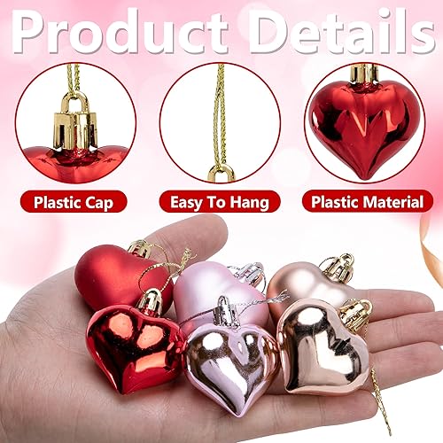 Miniatura 3 de 60 adornos de corazón para el día de San Valentín, Día de la Madre, adornos colgantes con forma de corazón para San Valentín, árbol, boda,