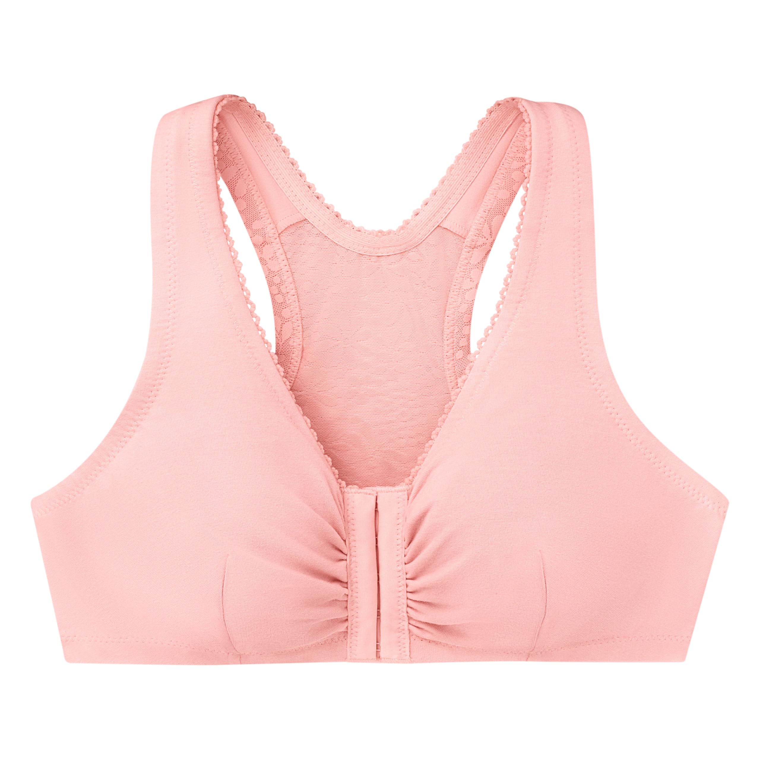 Glamorise Pełna figura Plus Size Bawełniany T-Back Komfortowy Biustonosz Bez fiszbin #1908 Różowy Blush, Róż (Pink Blush)