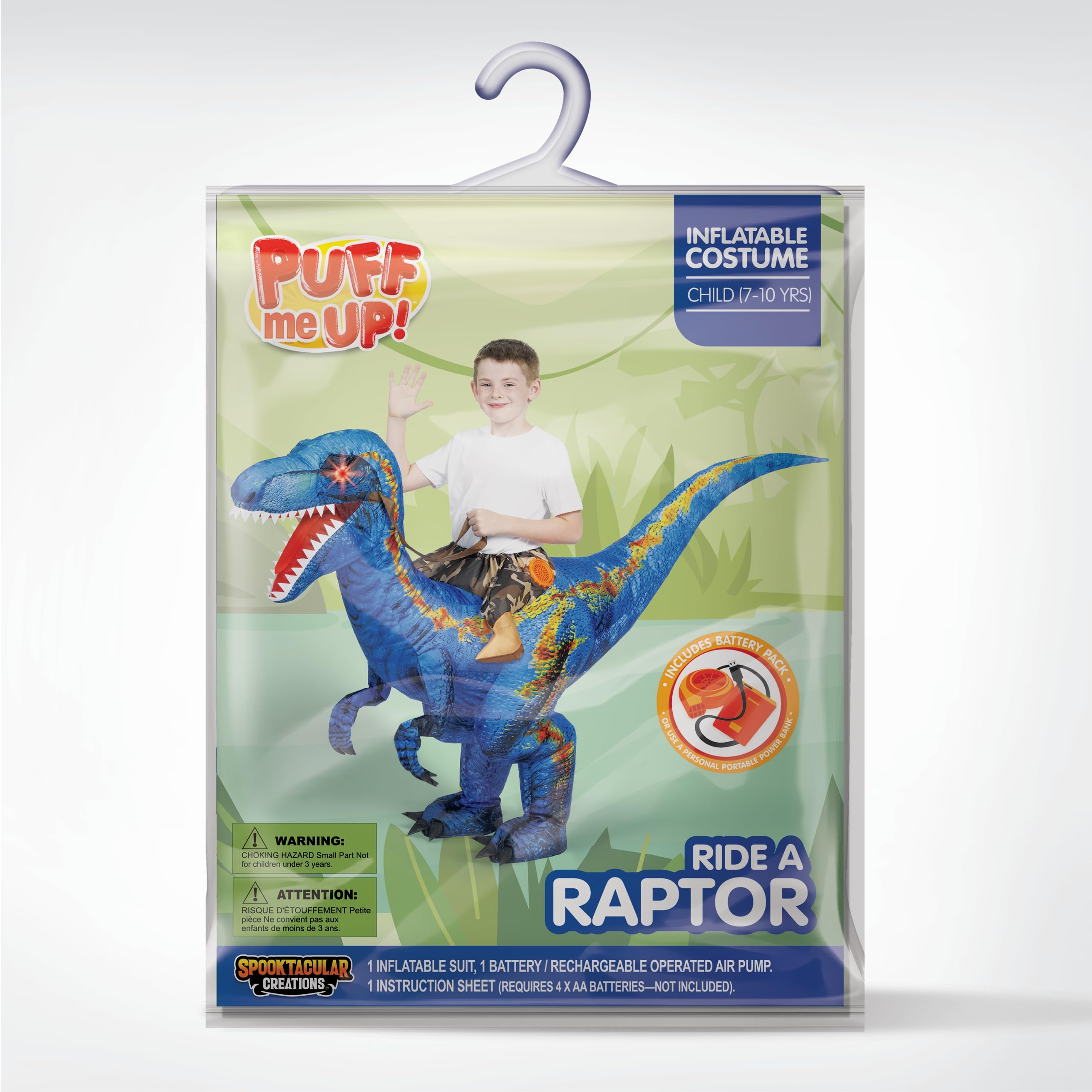 Spooktacular Creations Costume Gonfiabile T-Rex per Bambini, Divertenti Costumi Gonfiabili, Costumi da Dinosauro Cavalcabile Stampati Digitali per Feste in Costume di Halloween
