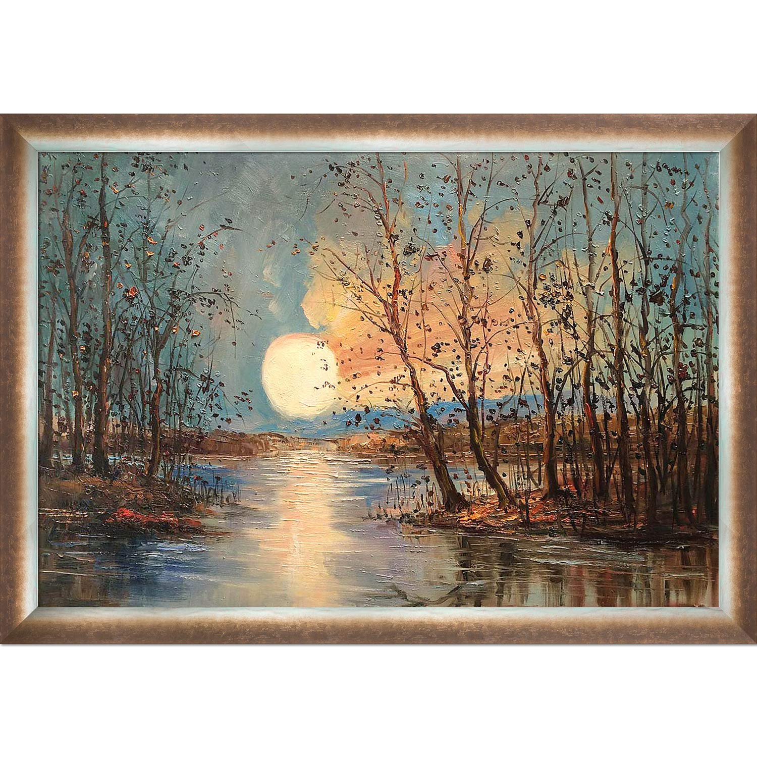 ArtistBe Moon (Reflections) Reproduction Framed Oil Painting, 40" x 28", Multi