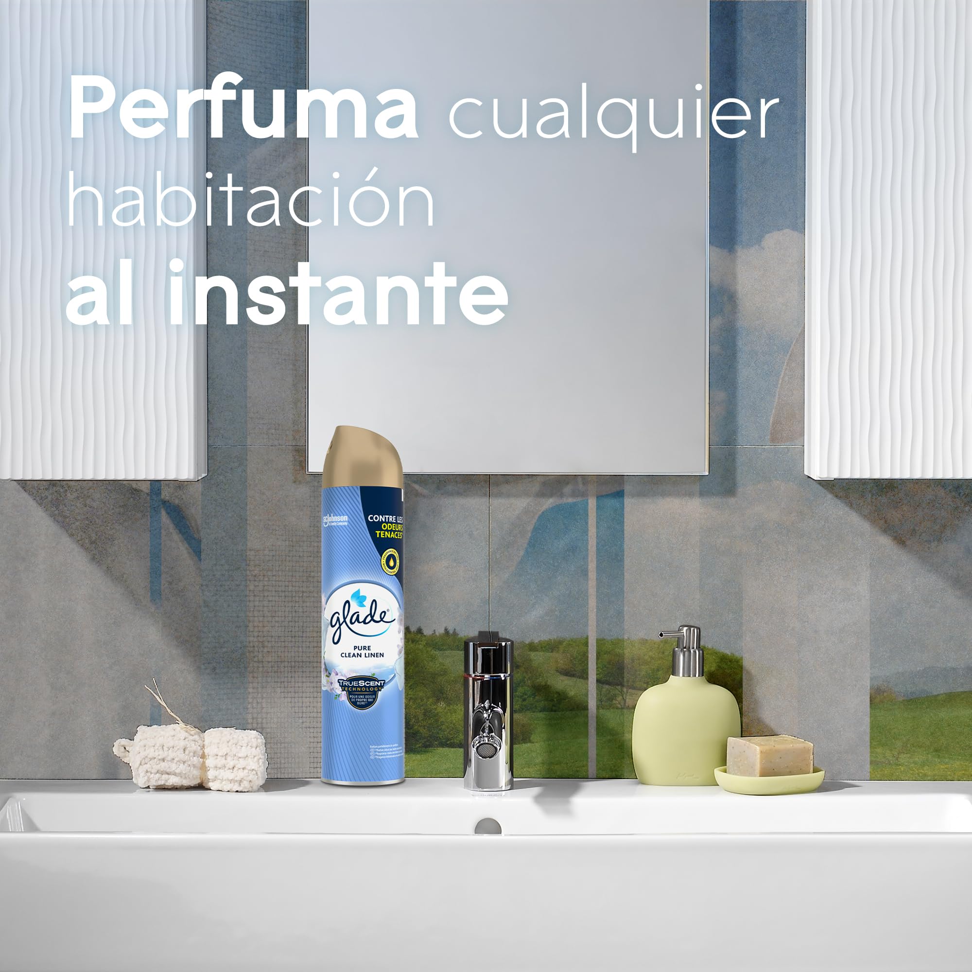 Glade - Ambientador Aerosol, eliminación de malos olores, hasta 7 horas de fragancia Relax Zen, con aceites esenciales, 1 unidad - 300ml (El embalaje puede variar)