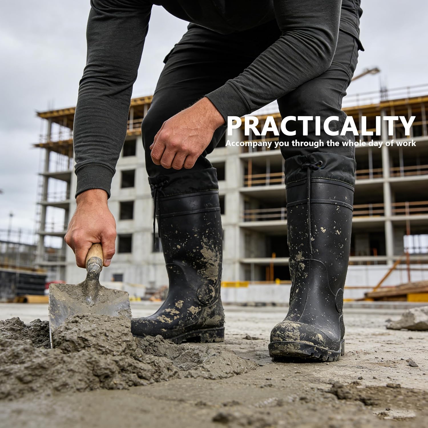 Rain Boots Knee High for Men Waterproof Boot with PVC Rubber Mud Boots Mens, Comfort Lightweight Gardening Fishing Shoes for Yard Farm Outdoor Work - Image 4