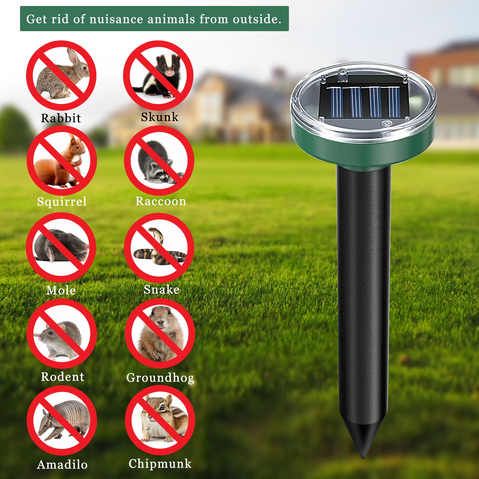 Lot de 10 répulsifs à ultrasons pour Taupes à énergie Solaire - Répulsif à ultrasons pour marmotte - pour pelouse, Jardin et Cour