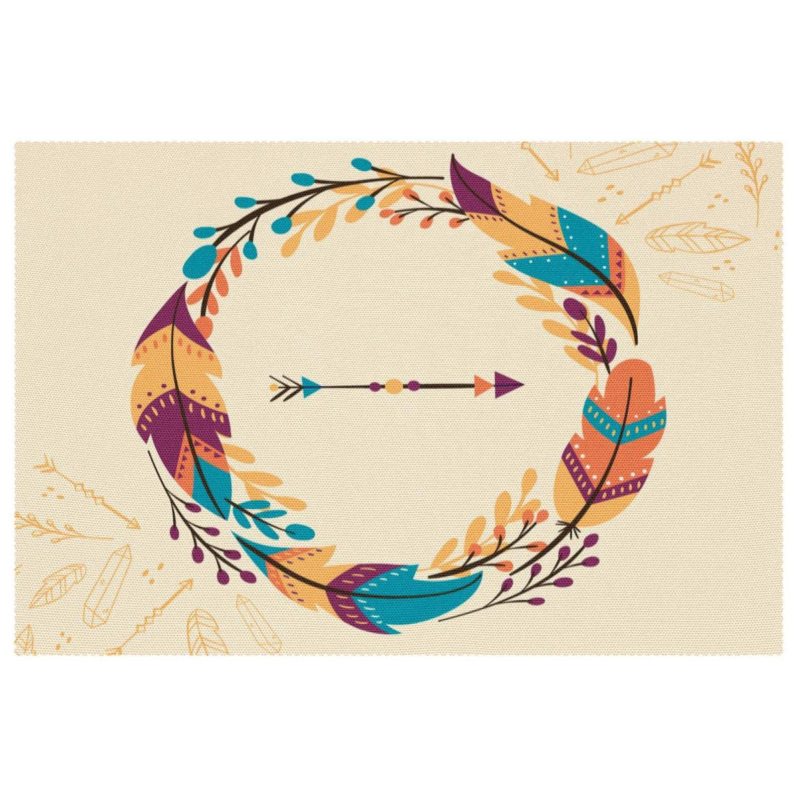 Set de table bohème feuille lot de 6 pièces rondes lavables 30x45 cm