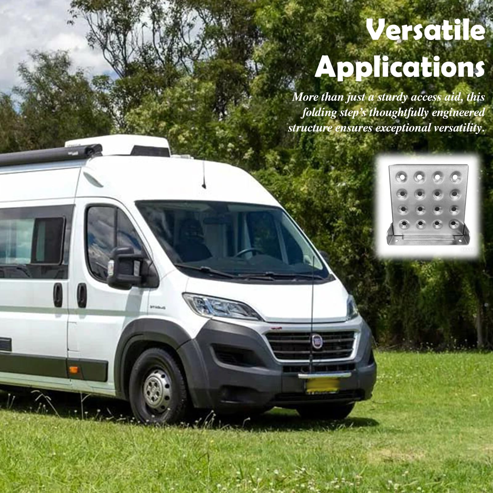 Pedana pieghevole per camion gradino: 195x170mm Pieghevole Pedana pieghevole, Pedana pieghevole per rimorchio, Lamiera d'acciaio zincato, Supporto di salita pieghevole per accessori furgone