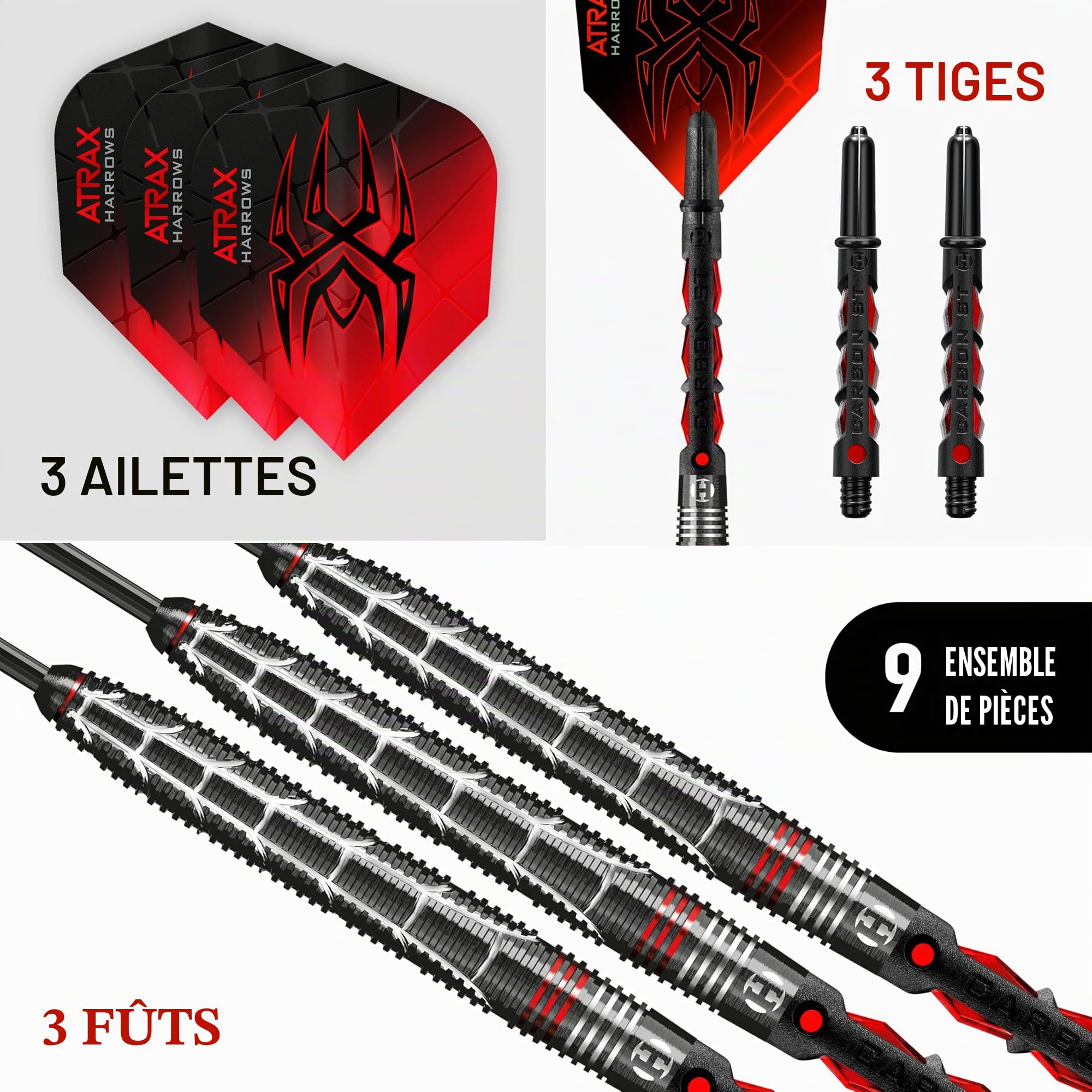 Harrows Atrax 95% - Fléchettes Pointe Acier