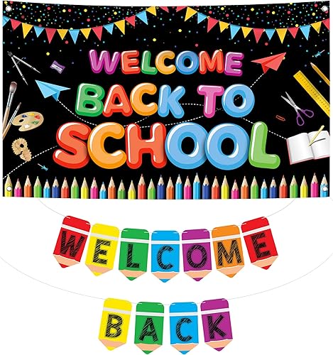 KatchOn, Cartel de bienvenida de regreso a clases, extragrande, 72 x 44 pulgadas, telón de fondo de regreso a clases, cartel de bienvenida para
