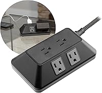 Vista 2 de GE Protector SurGE de 6 tomas, tira de alimentación trenzada de 6 pies, enchufe plano, adaptador espaciado, extensor de salida múltiple