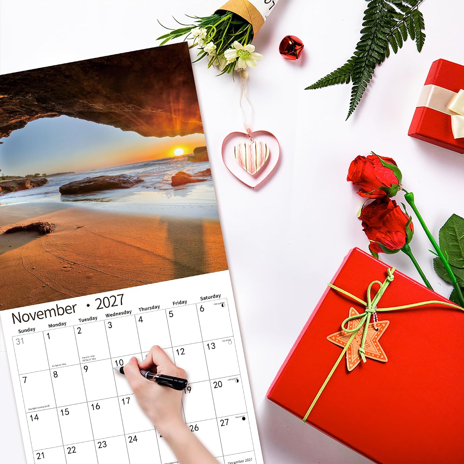 2026 Wall Calendar,Calendar 2026, November 2025 - December 2026, Wall Calendar Sunset, 12 x 24 Opened,Full Page Months Thick & Sturdy Paper for Calendar Organizing & Planning