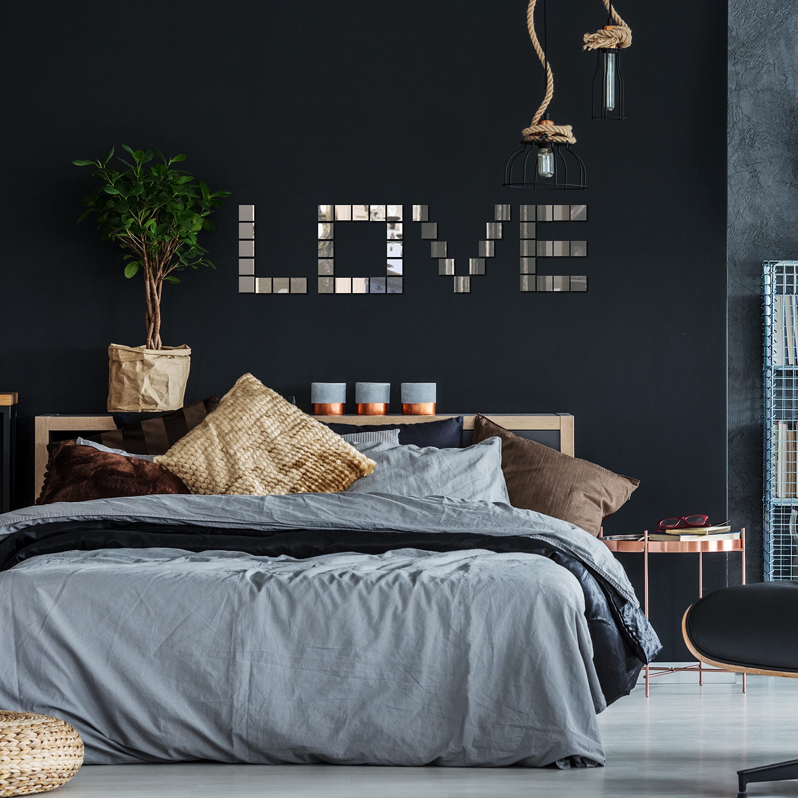 Belle Vous Płytki lustrzane kwadratowe (lustrzać) (50 szt.) – 7,4 cm, płyty do projektów DIY, na ścianę, majsterkowanie i dekoracja – mozaika lustro dekoracyjne do salonu