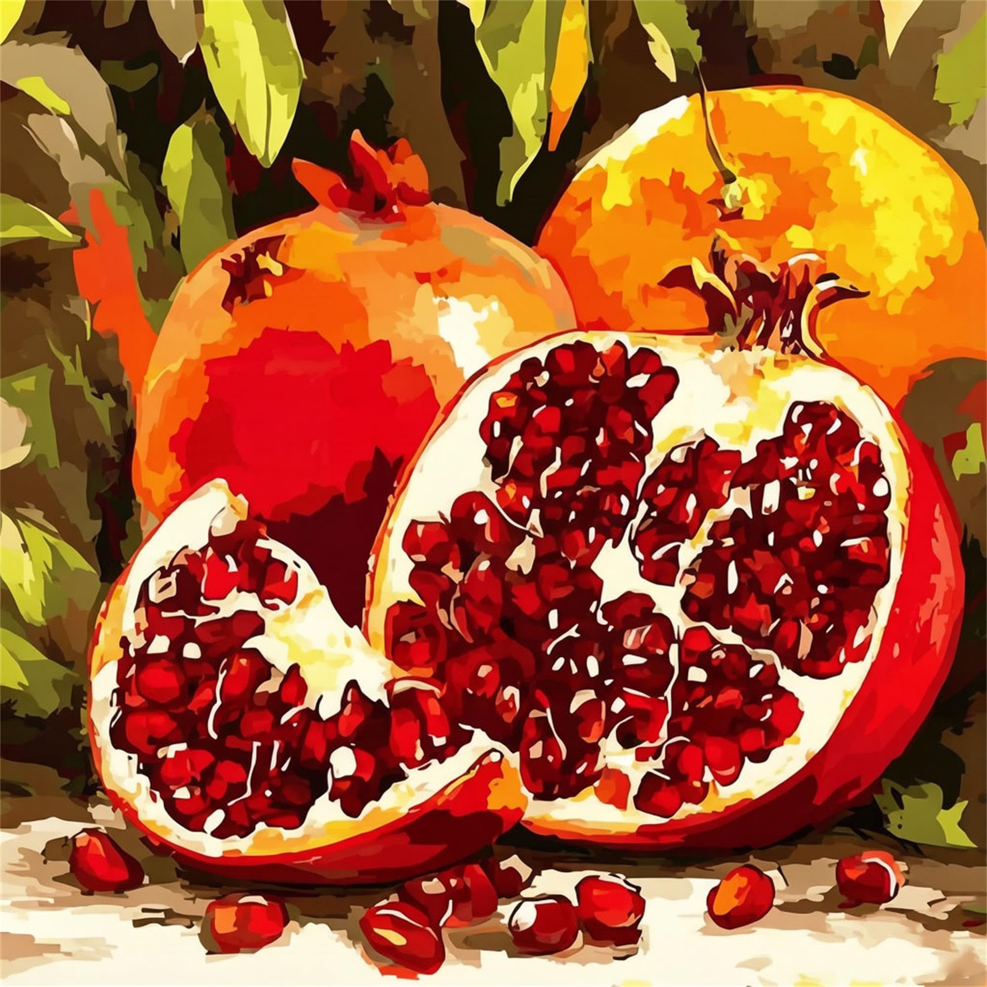Nanjdian Pomegranate Paint By Numbers For Adults,Diy Painting Kits For Adult,Color By Numbers,Paint By Number Canvas Crafts Watercolor For Beginner Home Decor (Pomegranate)