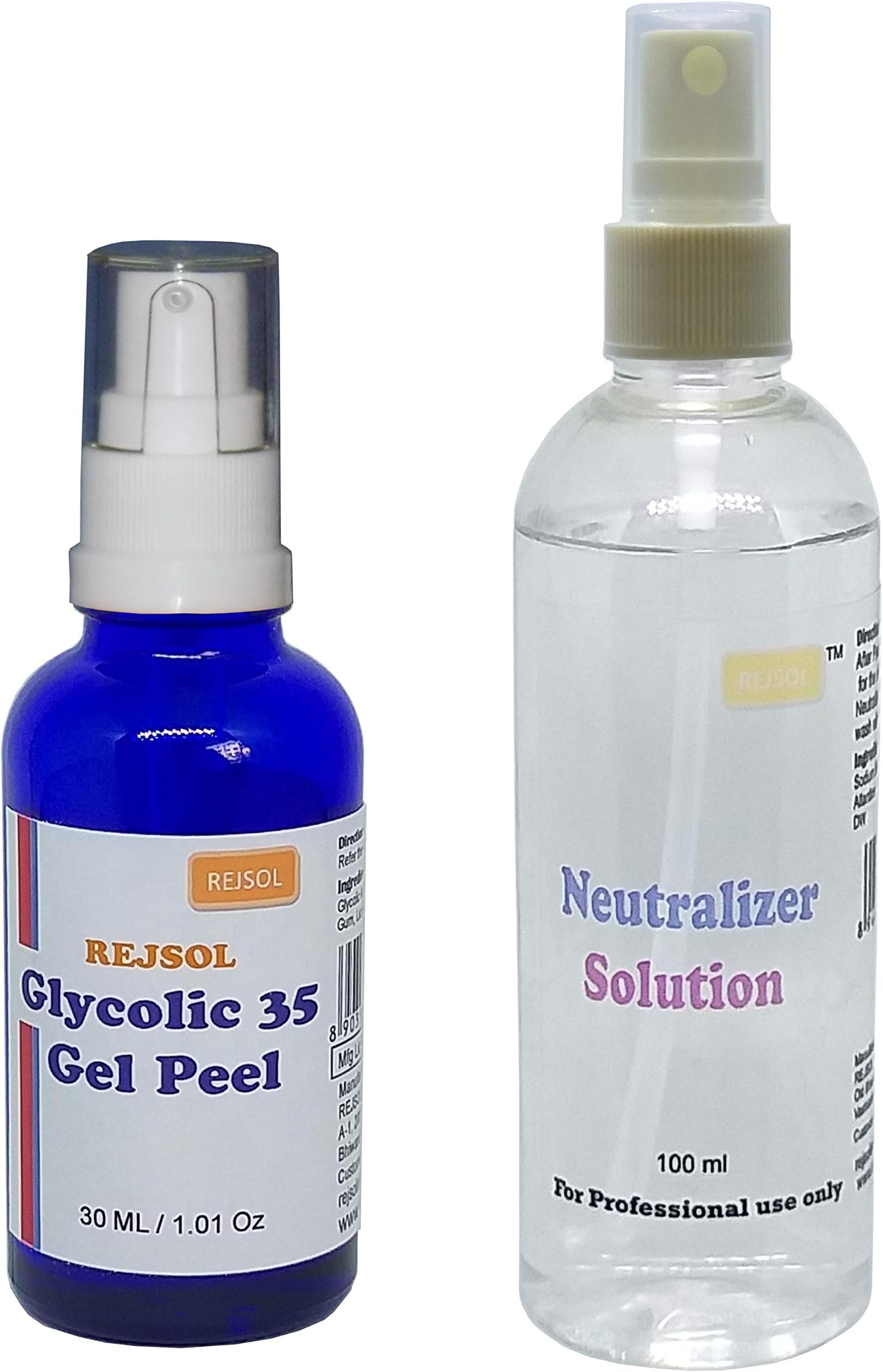 REJSOL Glycolic 35 Gel Peel, Glycolic Acid 35% 30 ml with Neutralizer 100 ml Chemical Peel, Peeling Kit