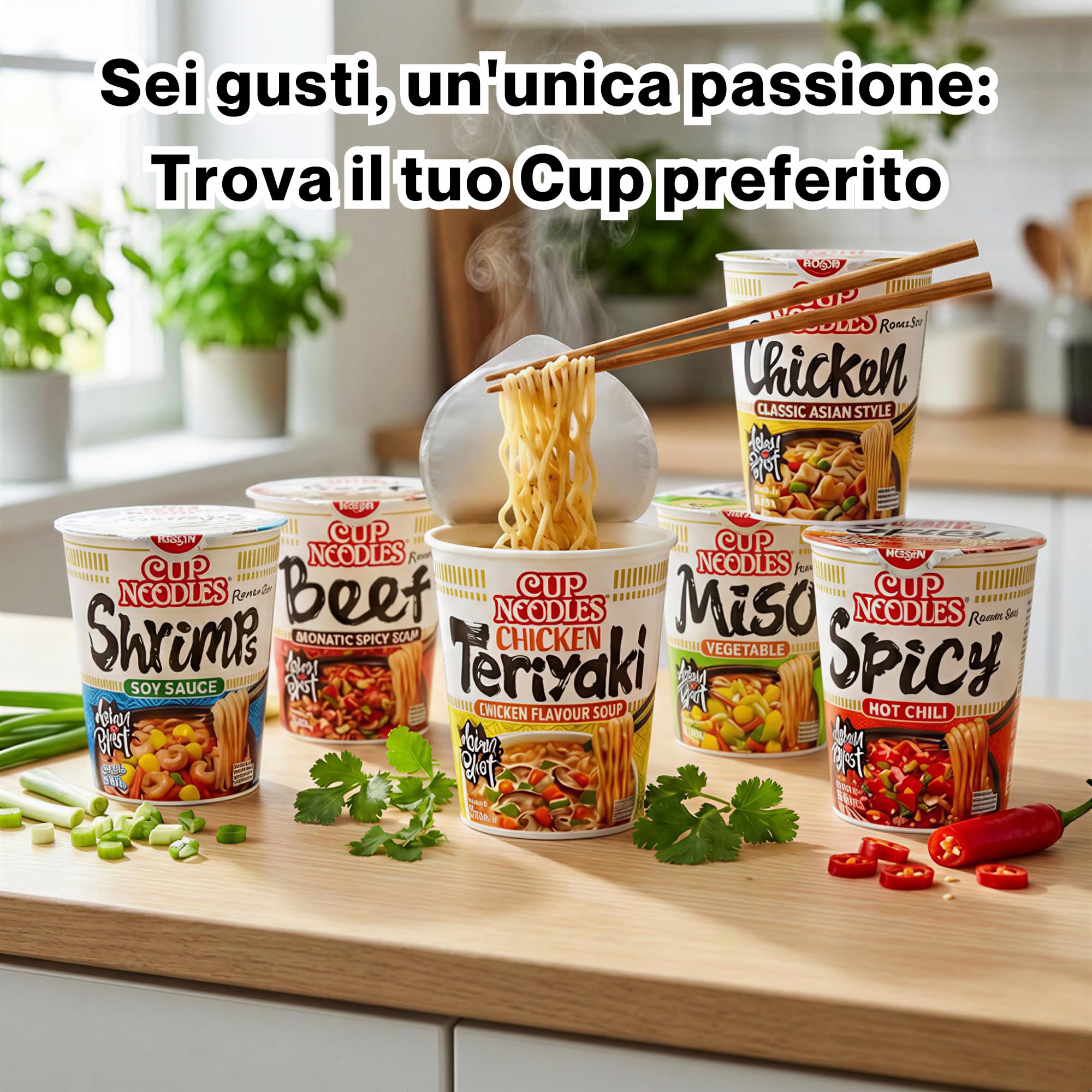 HU TASTE - Set Ramen Giapponese e Noodles Istantanei - Box Cibo Giapponese e Asiatico Mix 6 Gusti: Miso, Manzo Spicy, Gamberi, Teriyaki Pollo, Spicy e Pollo - Kit Ramen Pronto da Mangiare - 6 x 67g