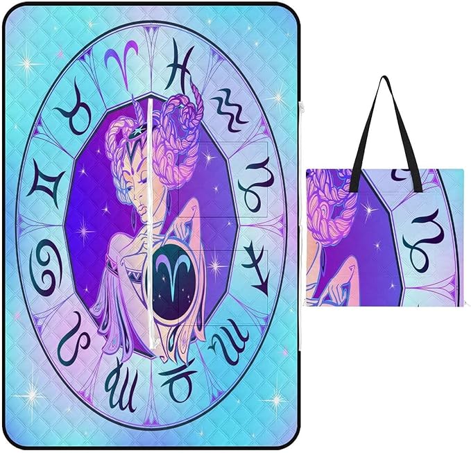 Zodiac-Sign-Aries Picnic Blankets Outdoor 60