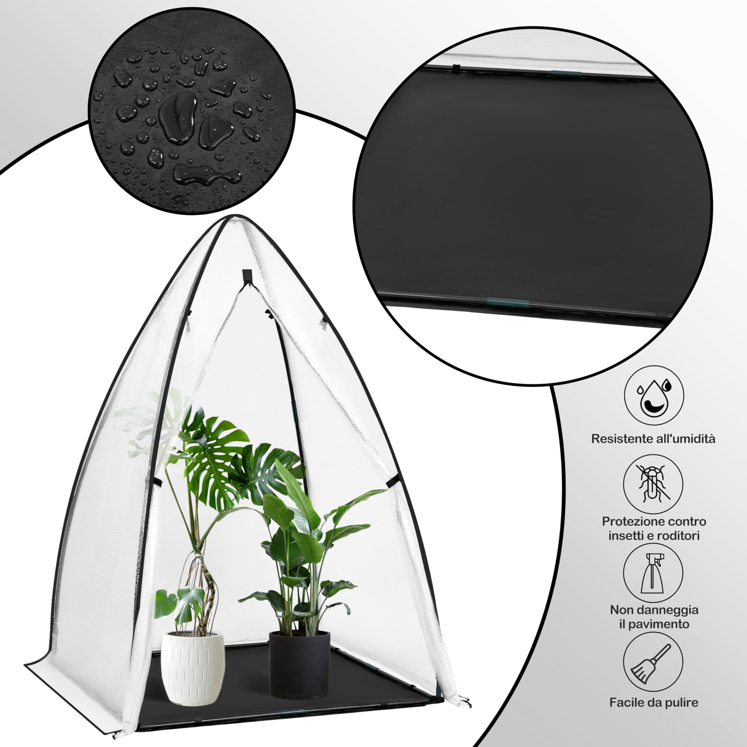 WOLTU Mini Serra Giardino, Anti-Freddo, Bianco, per Pomodori, 120x120x180cm