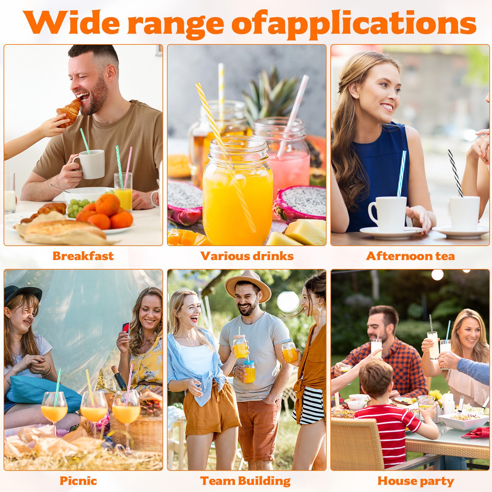 60 Pajitas Reutilizables para Cócteles - Pajitas de Plástico 23 cm - Coloridas para Smoothies, Zumos, Bebidas Frías/Calientes - Incluye 3 Cepillos Limpiador - Ideal para Hogar, Bares y Fiestas