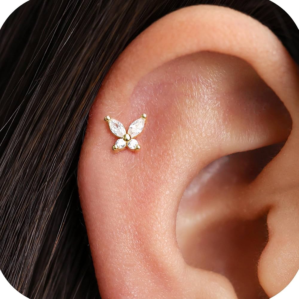 アクセサリー Pt950INFINITE BUTTERFLY PIERCED EARRINGS Amazon.com: 925 Sterling Silver Butterfly Gold Screw Back