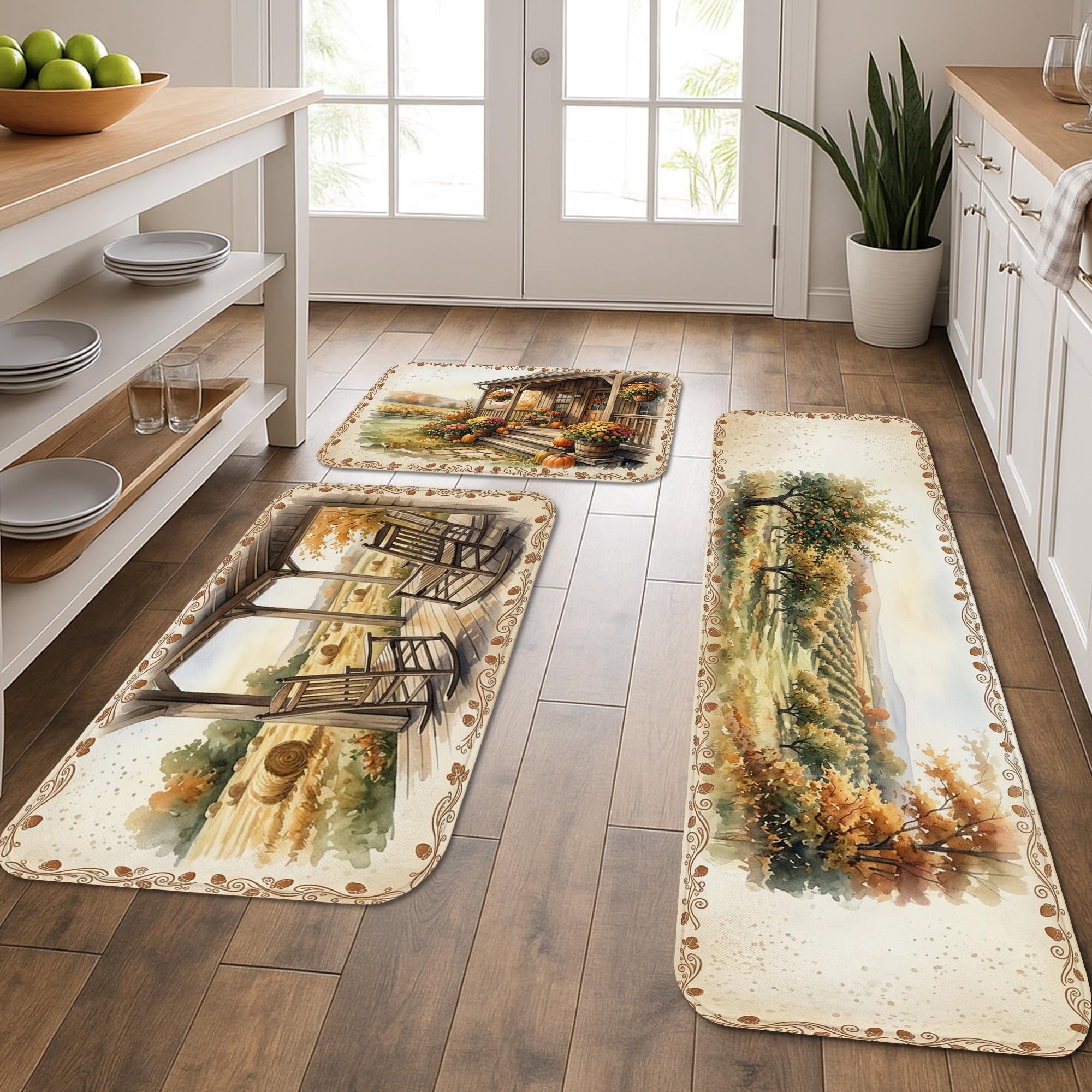 Tapis de cuisine au style cabine naturelle marron pour évier et buanderie