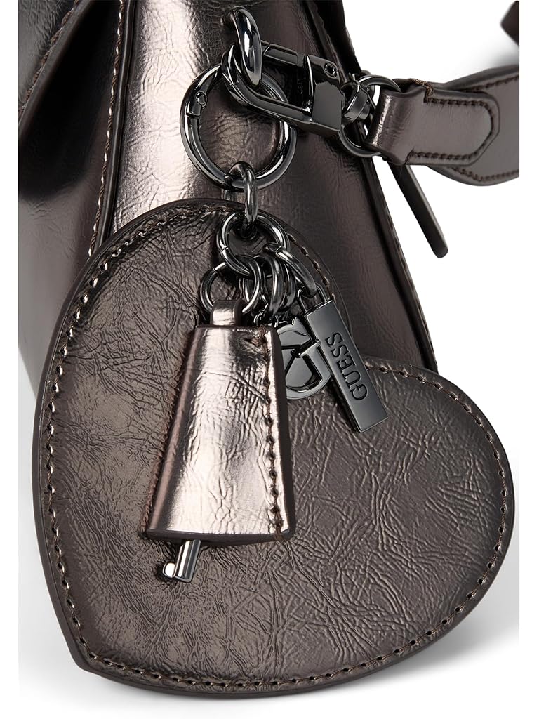 Pewter GUESS Bolena Flap Shoulder Bag
