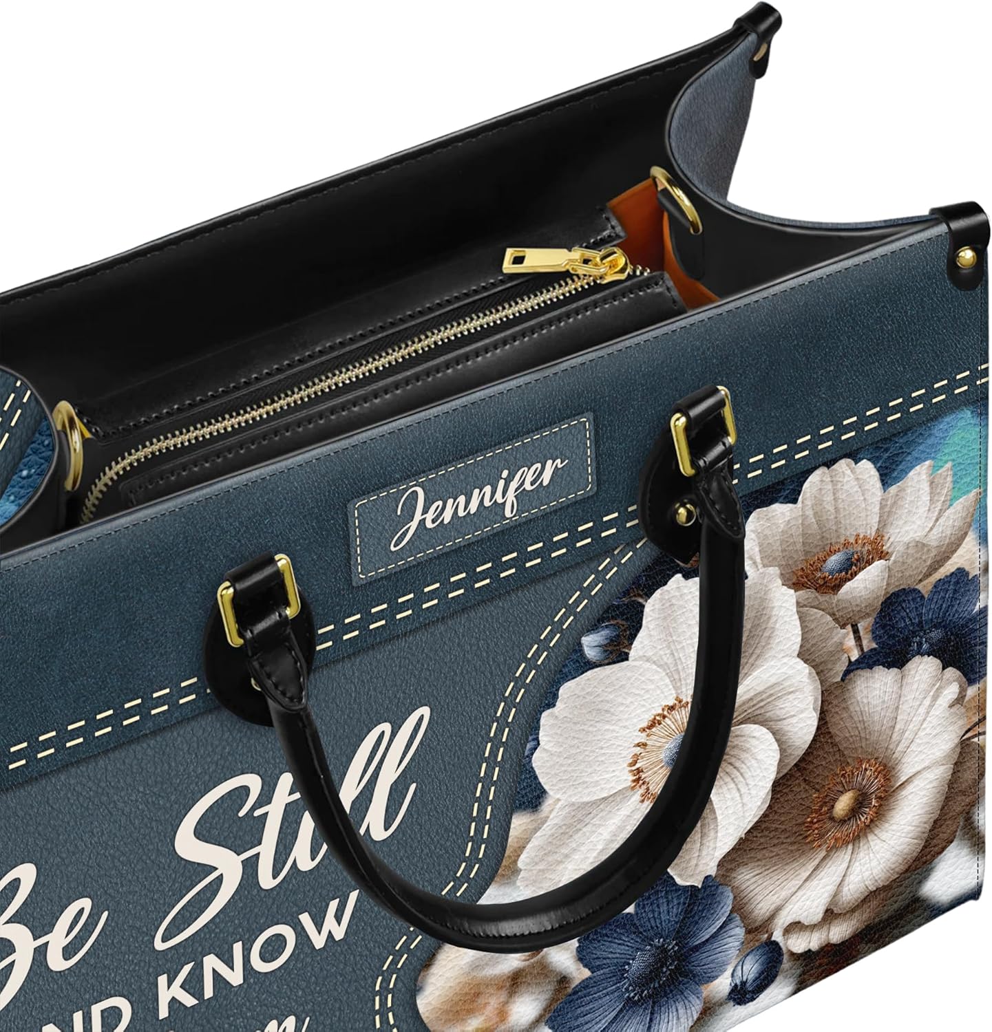 Personalized Leather Handbag with Your Name and Zipper, Perfect Gifts for Christian Women - Mother's Day Gifts for Mom