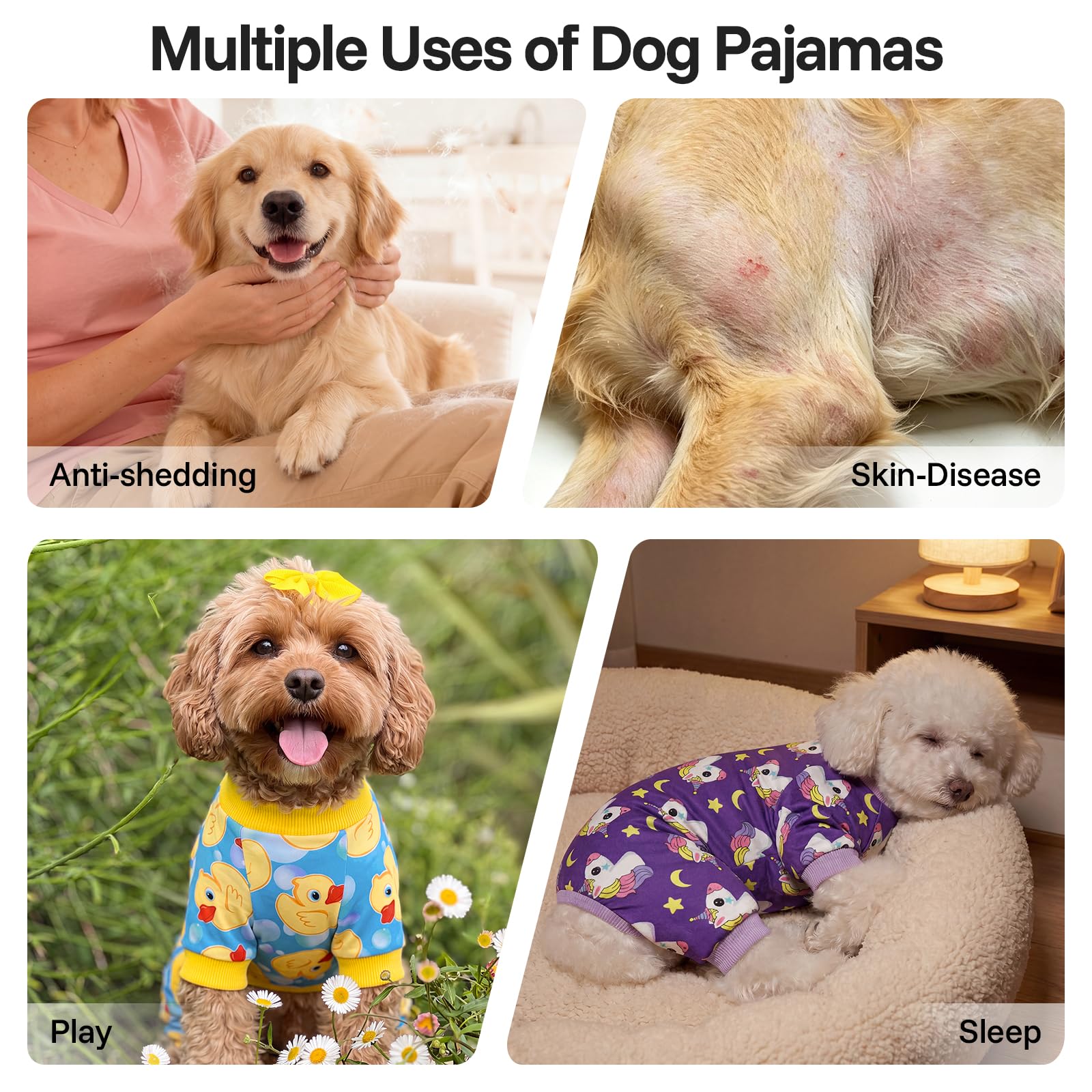 XPUDAC Pijamas de perro de 4 piezas para perros pequeños, ropa de cachorro, trajes para perrito, camisas de Navidad, pijamas para mascotas, gatos, pijamas, XL