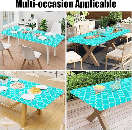 Miniatura 6 de Smiry - Mantel rectangular para mesa de pícnic, impermeable, elástico, ajustable para mesas de 6 pies de vinilo con parte trasera de franela Verde