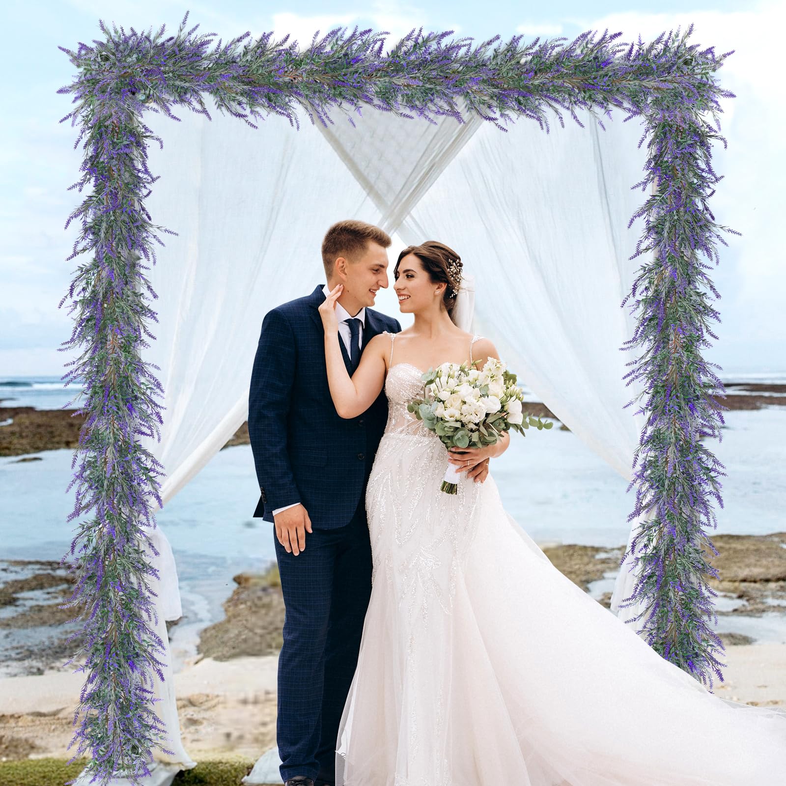 DEMIUKO 2 pezzi di lavanda artificiale, fiori artificiali, decorazione primaverile, finto lavanda, viti da appendere, ghirlanda fai da te, per matrimoni, casa, camino, runner da tavolo, decorazione