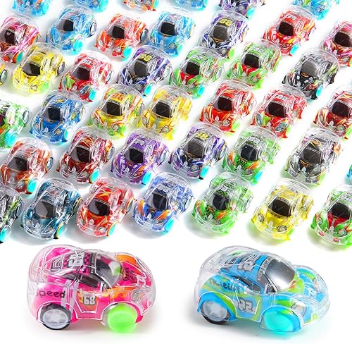 Juego de 50 mini automóviles de tracción hacia atrás, vehículos de carreras para niños y niñas, juguetes a granel para fiestas, búsqueda del tesoro,