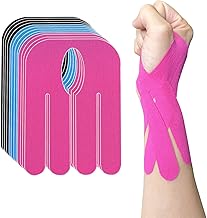 ANAMPION Kinesiotapes Pre-Cut for Wrist, Pack of 12 Waterproof Kinesiotape for Pain Relief, Original Cotton Wrist Tape for Sports and Durable Support (Black + Blue + Pink)