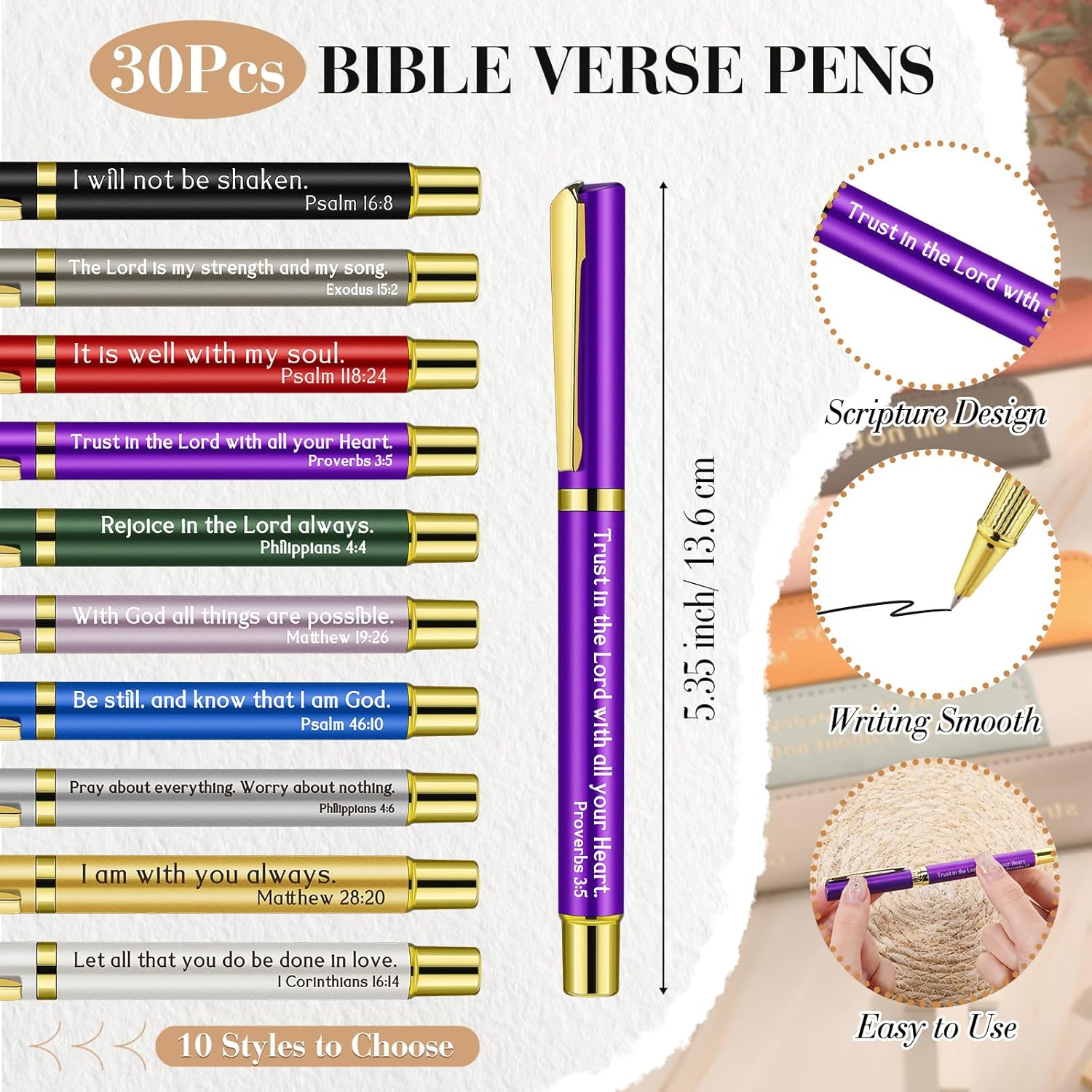 Spakon 30 Sets Social Worker Gifts Bulk for Church Bible Verse Ballpoint Pens with Religious Leather Pen Holder Sleeve for Women Men Church Sunday School Appreciation Gifts (Multicolor)