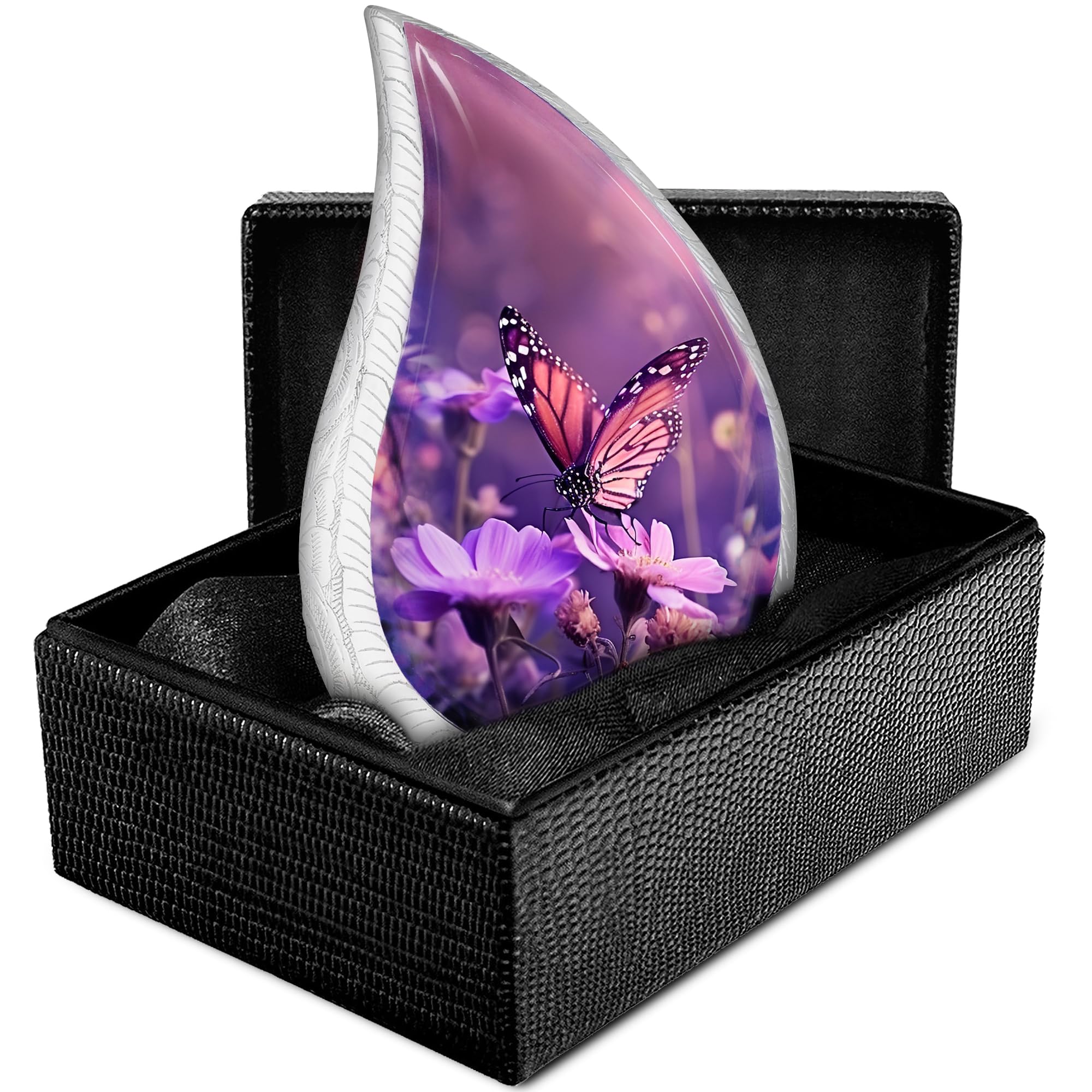 Trupoint Memorials Small Butterfly Cremation Urn: Purple Teardrop Keepsake Urn - Mini Decorative Urns for Human Ashes Adult Female & Male, Perfect Butterfly Urn for Mom or Dad's Cherished Remains