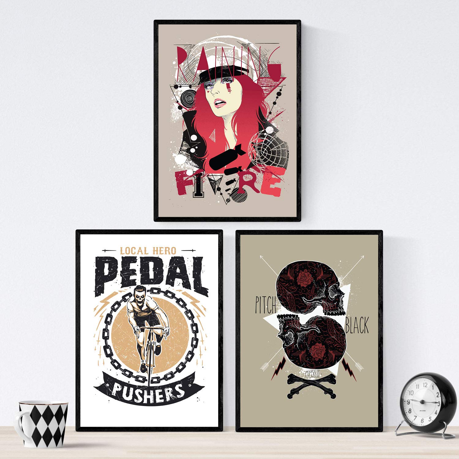 Nacnic Poster Calavera, bike girl. Design decorative sheet. A4 size, Skull, Bike Girl - Image 3
