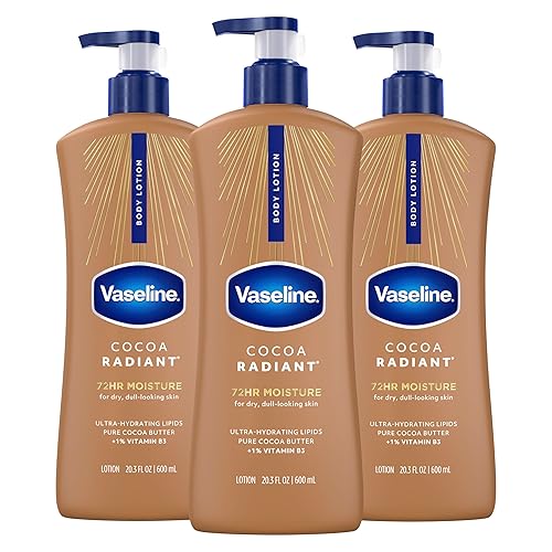 Vaseline Loción corporal de cuidado intensivo para piel seca, loción radiante de cacao hecha con lípidos ultrahidratantes y manteca de cacao pura