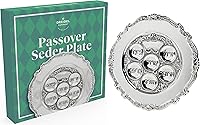 Vista 3 de The Dreidel Company Precio más bajo tradicional Seder de Pascua Plato 12" (plateado, individual)