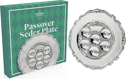 Miniatura 3 de The Dreidel Company Precio más bajo tradicional Seder de Pascua Plato 12" (plateado, individual)
