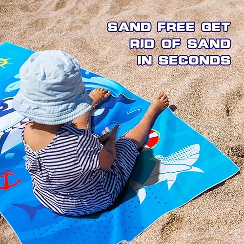 Miniatura 5 de WERNNSAI Toalla de playa de tiburón súper suave para niños toallas de baño de 30 x 60 pulgadas toalla de natación de secado rápido manta de playa