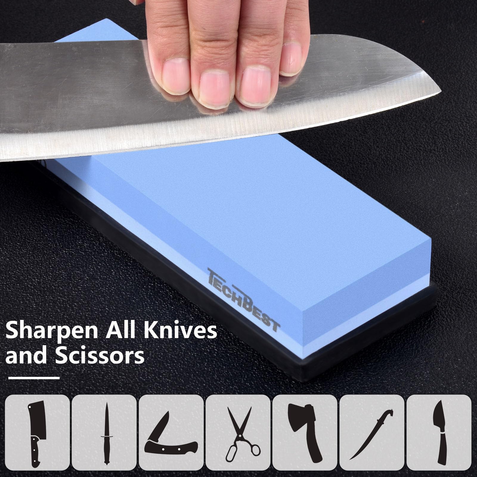 Pietre per affilare coltelli - Pietra Affilacoltelli Professionale con Doppia Granulometria 400/1000 e 3000/8000, Base Antiscivolo in Bambù, Pietra per Appiattire, Guida Angolare e di Pelle
