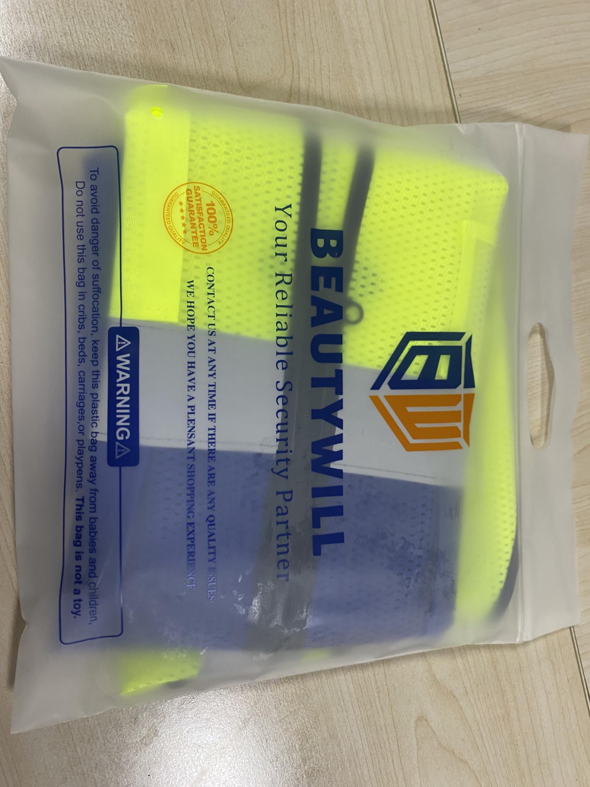 BeautyWill Personalisierte Warnweste Sicherheitsweste mit Text oder Logo und 5 Mehreren Taschen Warnschutz Arbeitsweste Sicherheitswes