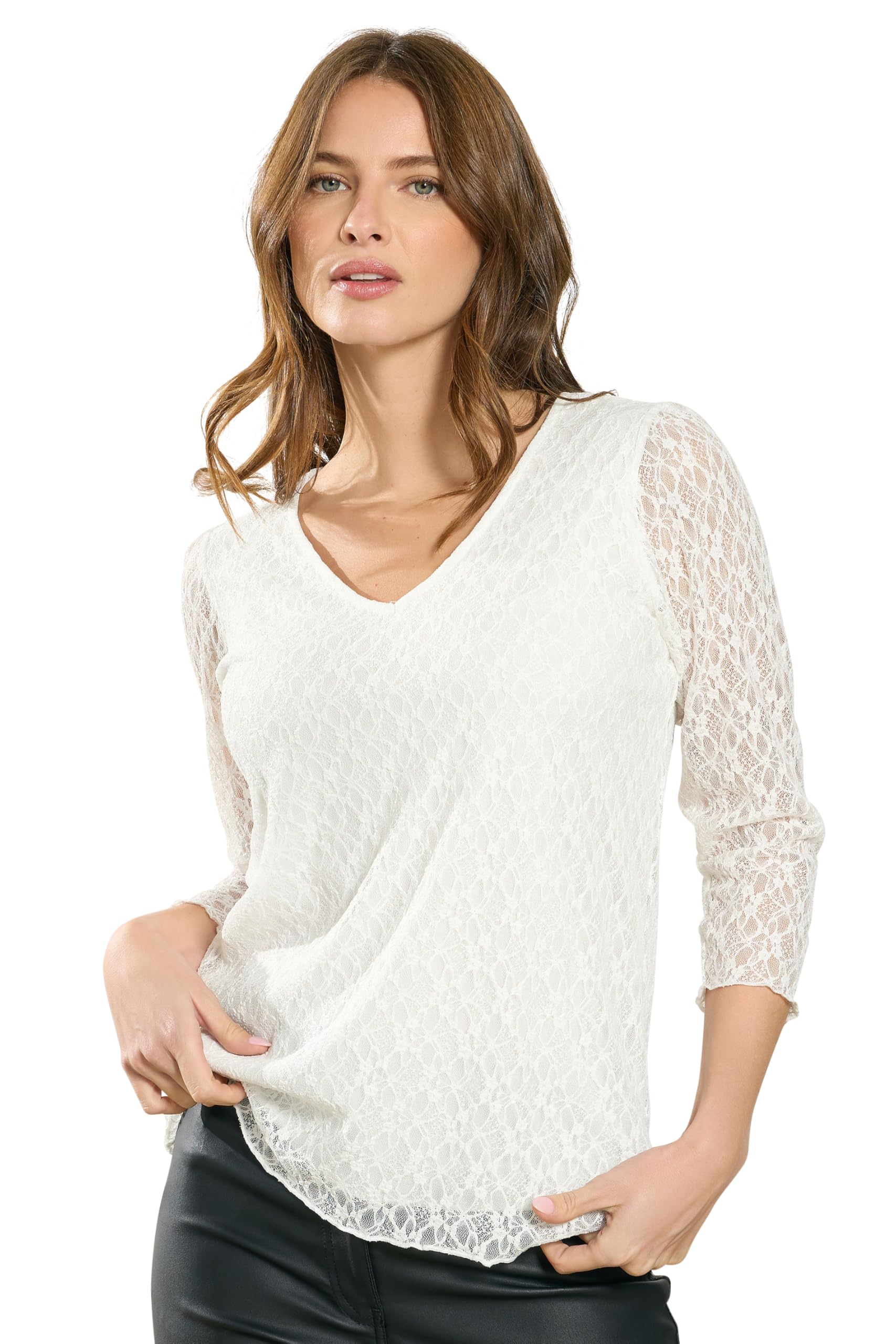 M&Co Women's Ivory Floral Lace Top In | : Size 16