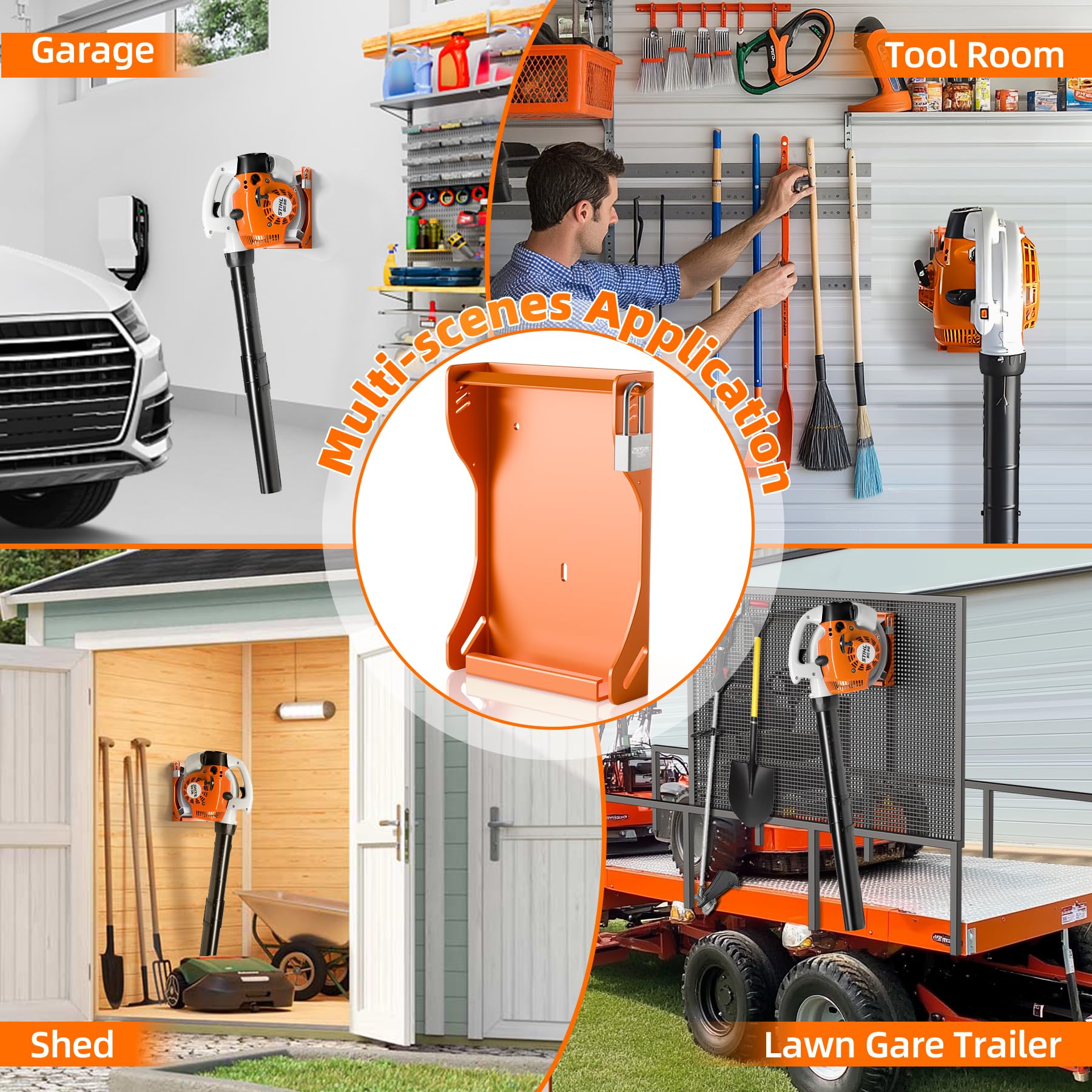 Estante de soplador para Stihl BG-50, BG-56, BG-66, BG-86, estante de montaje en pared para soplador de hojas de mano, soporte para soplador de hojas para remolque, estante de almacenamiento