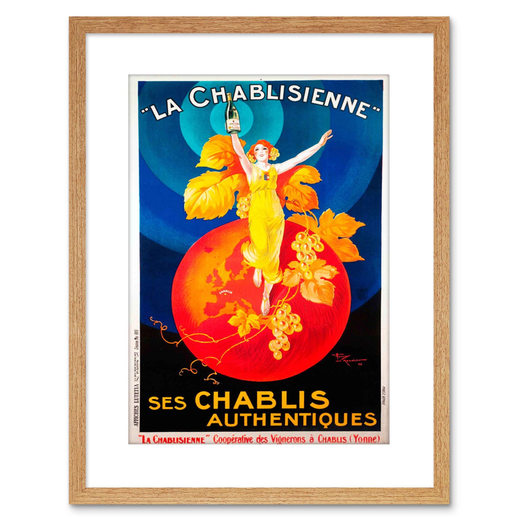 Wee Blue Coo Ad Chablis Wine Photo Framed Wall Art Print