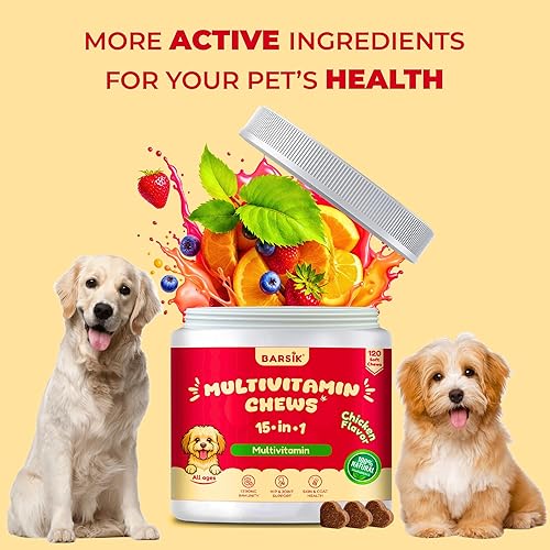 Miniatura 7 de Masticables multivitamínicos para perros con glucosamina y condroitina  Soporte de cadera y articulaciones, probióticos, aceite de pescado omega-3
