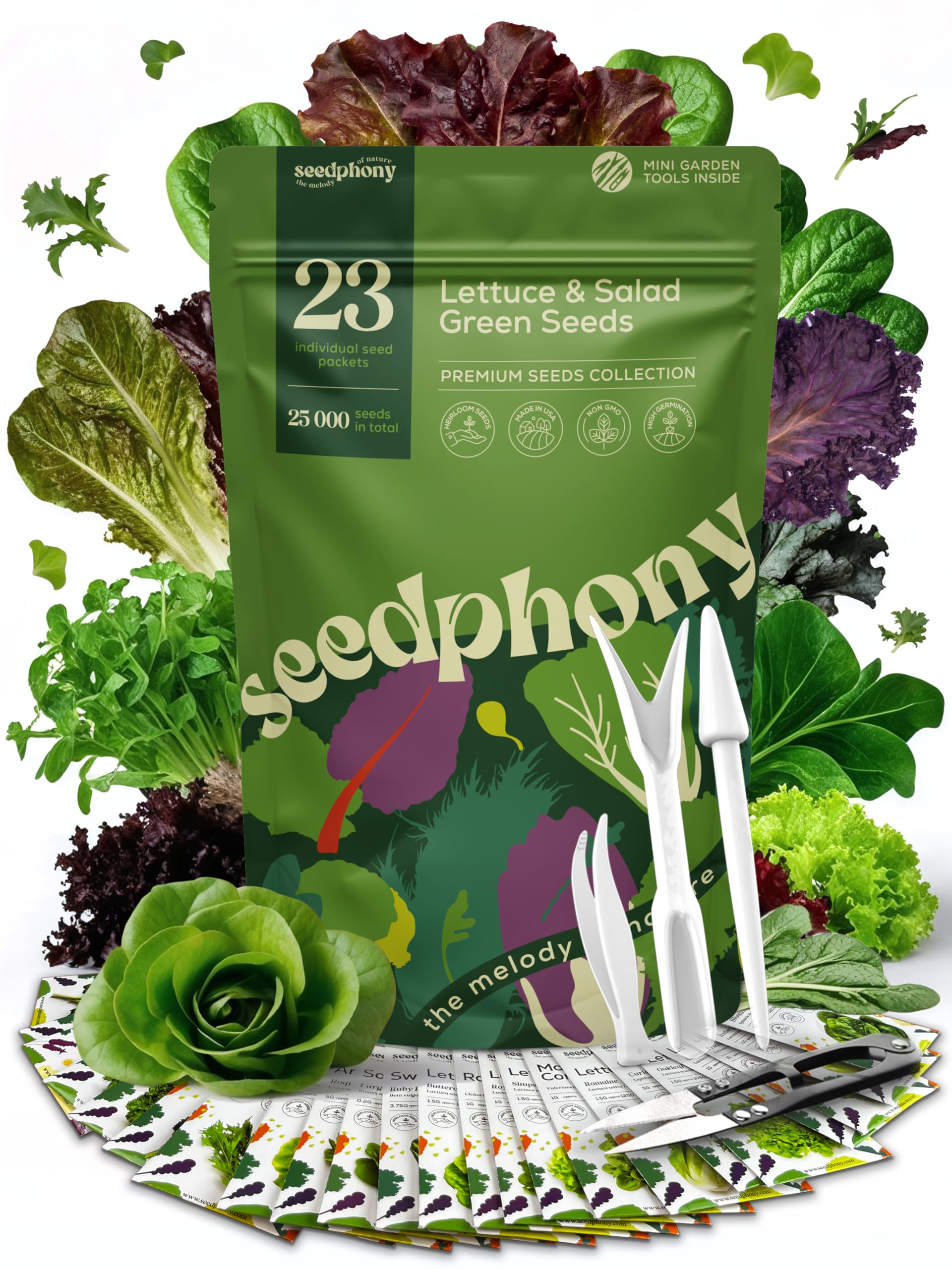 23 Lettuce & Salad Greens Seeds Variety Pack