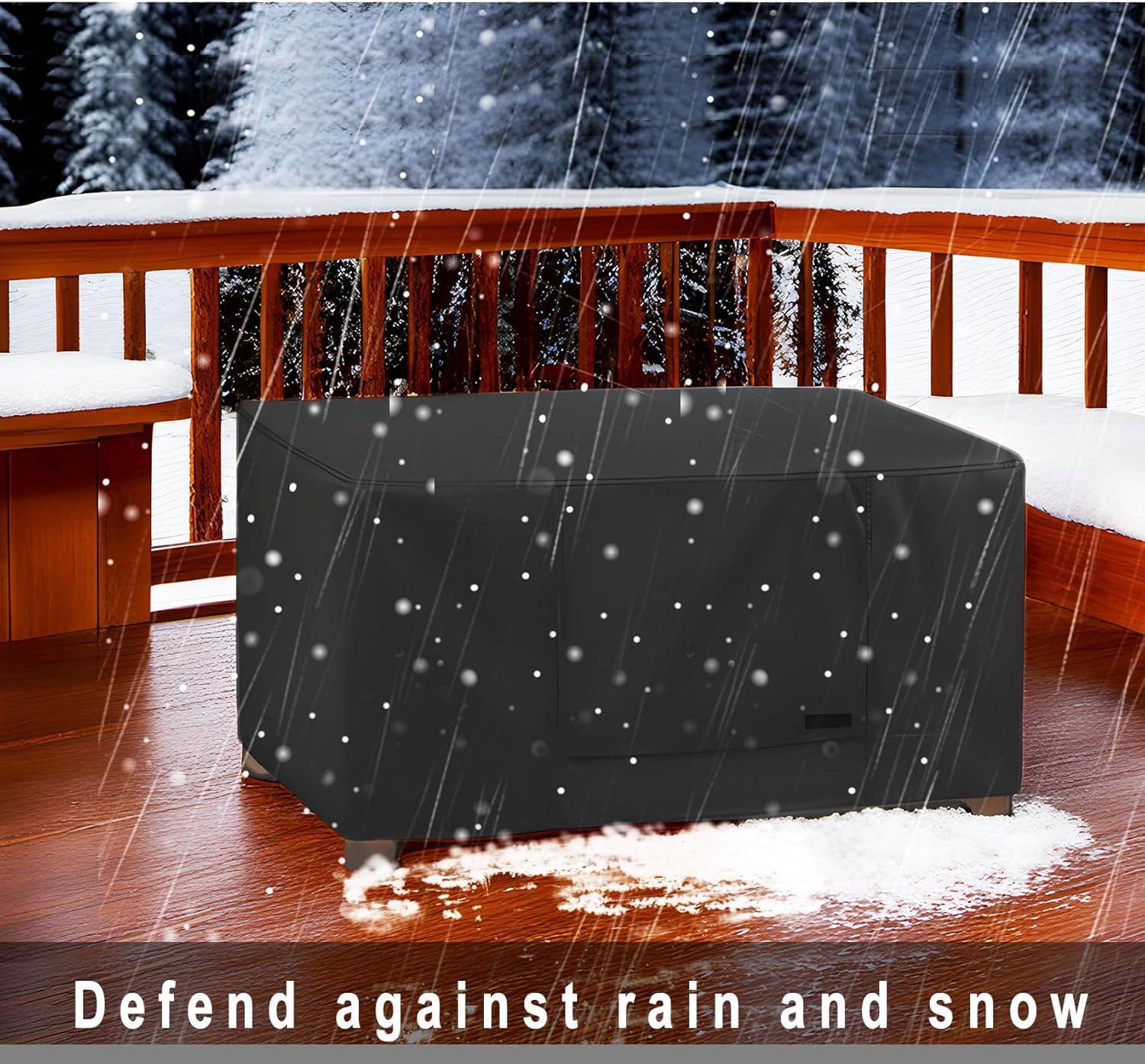 NettyPro Patio Coffee Table Cover Rectangular, Waterproof Outdoor Furniture Small Side Table Cover Rectangle, 48x26x18 inch, Black