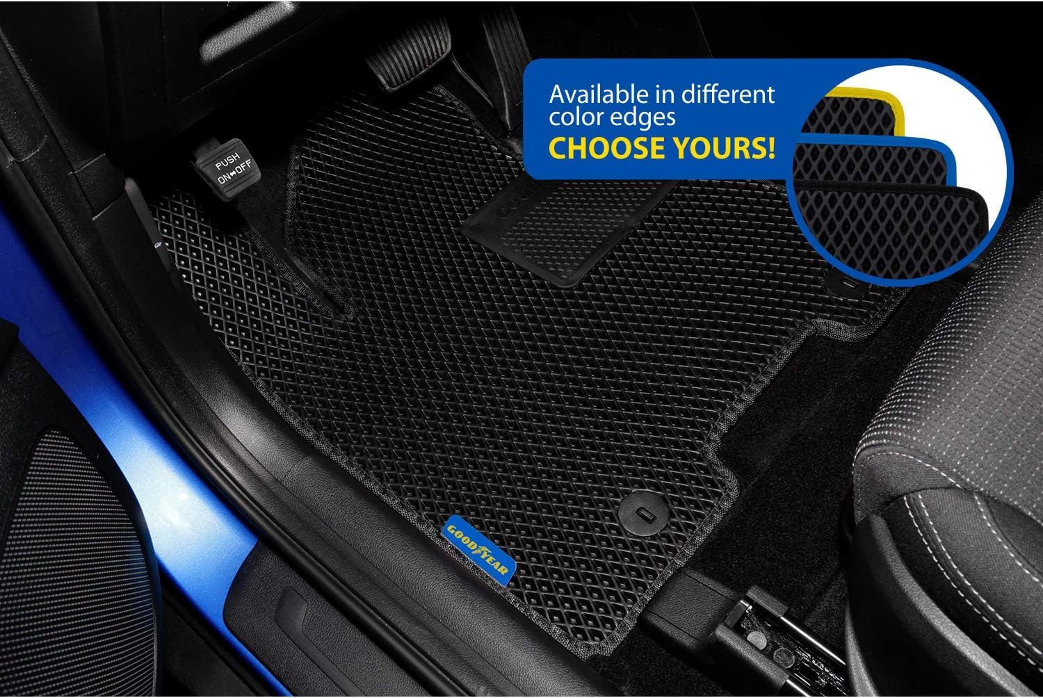 Goodyear All-Weather Car Floor Mats – Custom Fit for Kia Sportage 17-22, 4 Pc. Set, Heavy-Duty Diamond Floor Liners for Cars, SUVs, Trucks – Ultimate Interior Car Accessories for Men&Women - GY007023