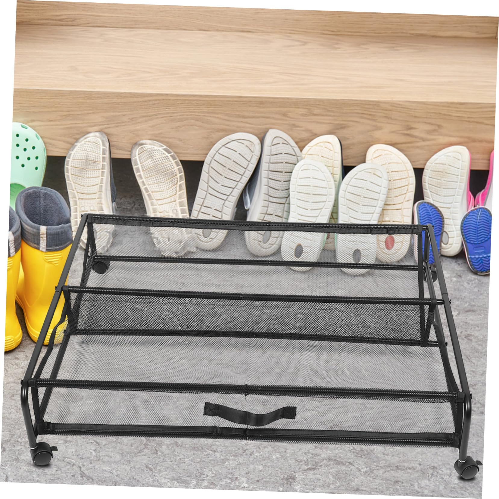 VALICLUD Contenitore Portaoggetti Sotto Letto con Ruote, Organizzatore per Scarpe e Vestiti in Ferro e Plastica Riutilizzabile, Salvaspazio per Camera da Letto