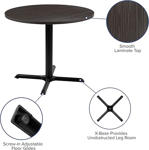 Miniatura 4 de BizChair Mesa de conferencias redonda multiusos de 36 pulgadas en gris rústico para oficina