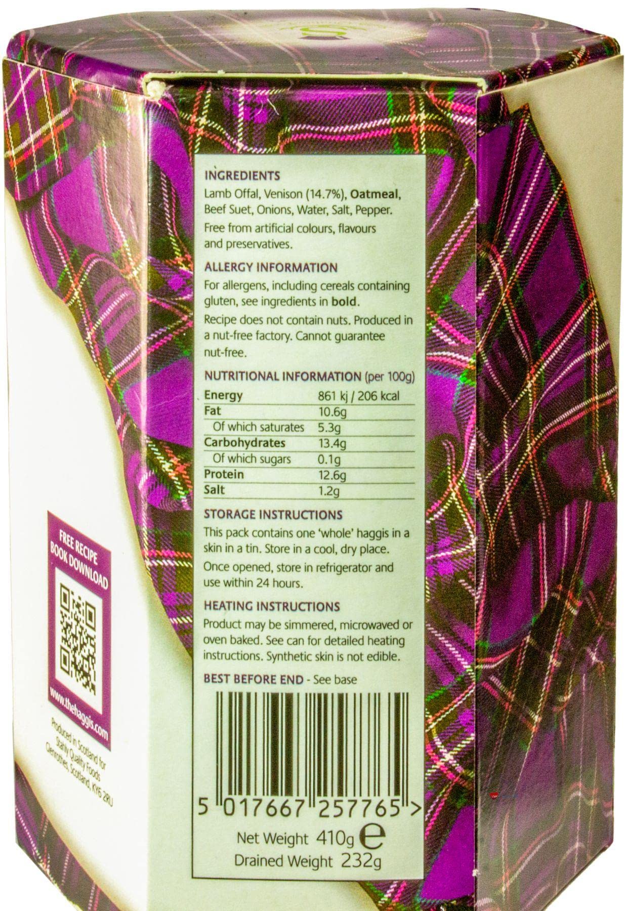 Pack de 2 Escoceses Royal Haggis with Venado Comida Escocesa Regalos Plato Nacional de Escocia