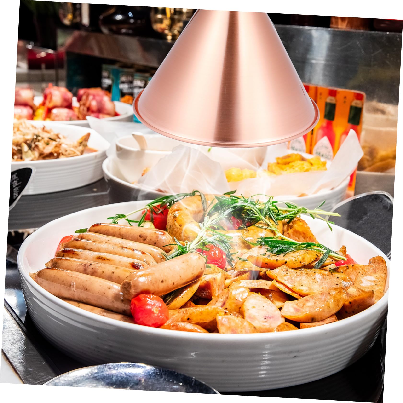 Ipetboom Lampada Riscaldante Telescopica in Metallo Lampadario Scaldavivande Altezza Regolabile Luce per Buffet Professionale per Hotel Ristorante e Cucina