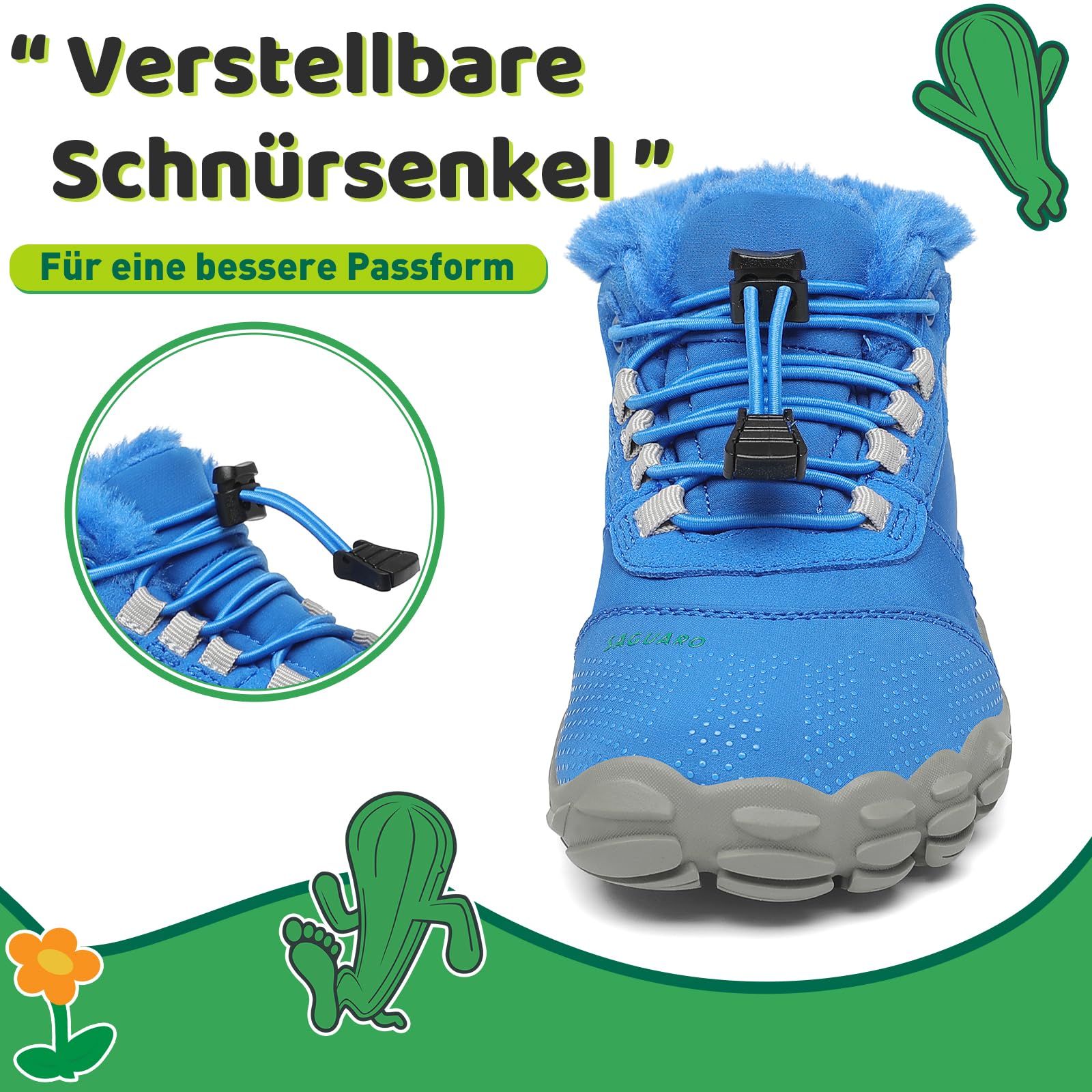 SAGUARO Barfußschuhe Kinder Winter mit Warm Gefüttert - Will Ⅰ, Gr. 25-36